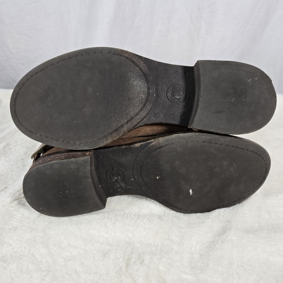 Lucky Brand Norton Leather Buckle Ankle Bootie Brown Pull On Size 7 - Picture 7 of 8